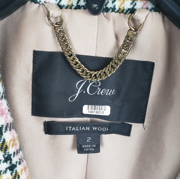 J.Crew Italian Wool Womens Green/Ivory Plaid Button Down Midi Length Coat Sz 2 - Picture 13 of 15